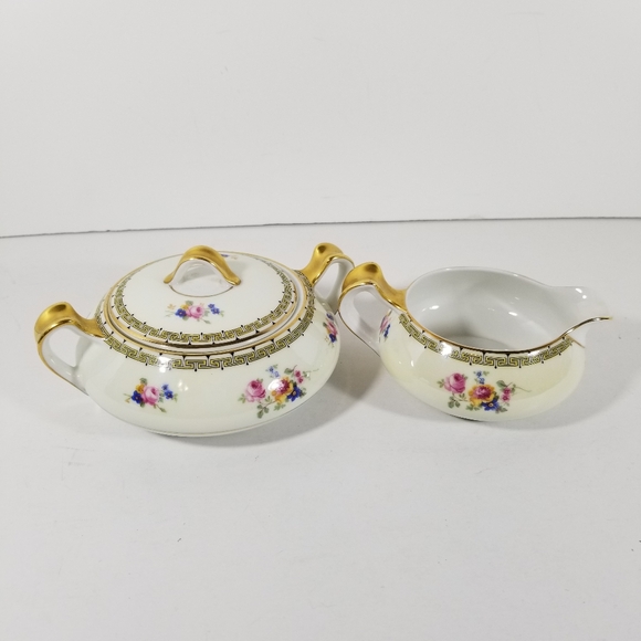TK Thun Covered Sugar Bowl And Creamer Rosemary Czechoslovakia Vintage Floral - Picture 2 of 4